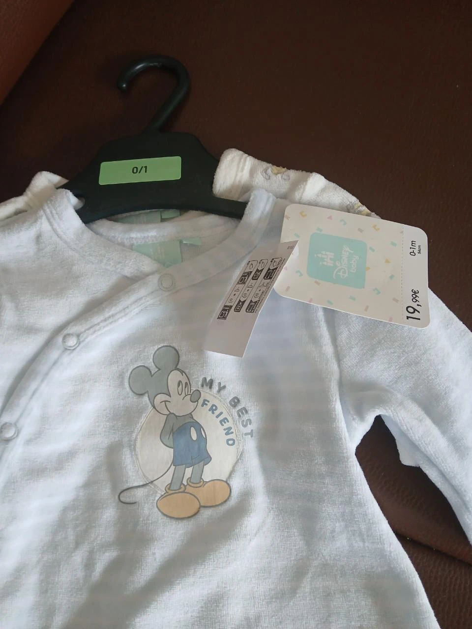 lot 2 pijamas de veludo para menino Mickey Disney baby 54 cm 0/1 meses – photo 4